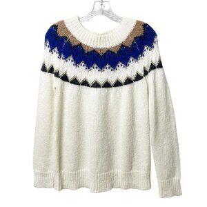 Fab'rik Long Sleeve Fair Isle Mohair Wool Blend Pullover Sweater Women’s S/M